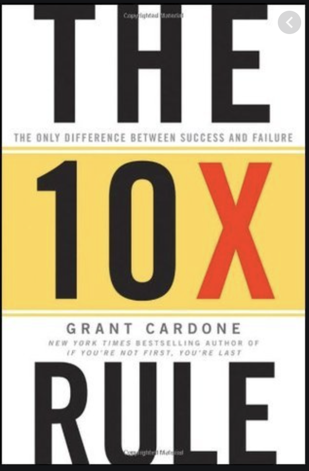 The 10X Rule book cover. Title available in print and as audiobook.